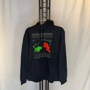 Port and Company Black Hoodie with Bear+Bull Design